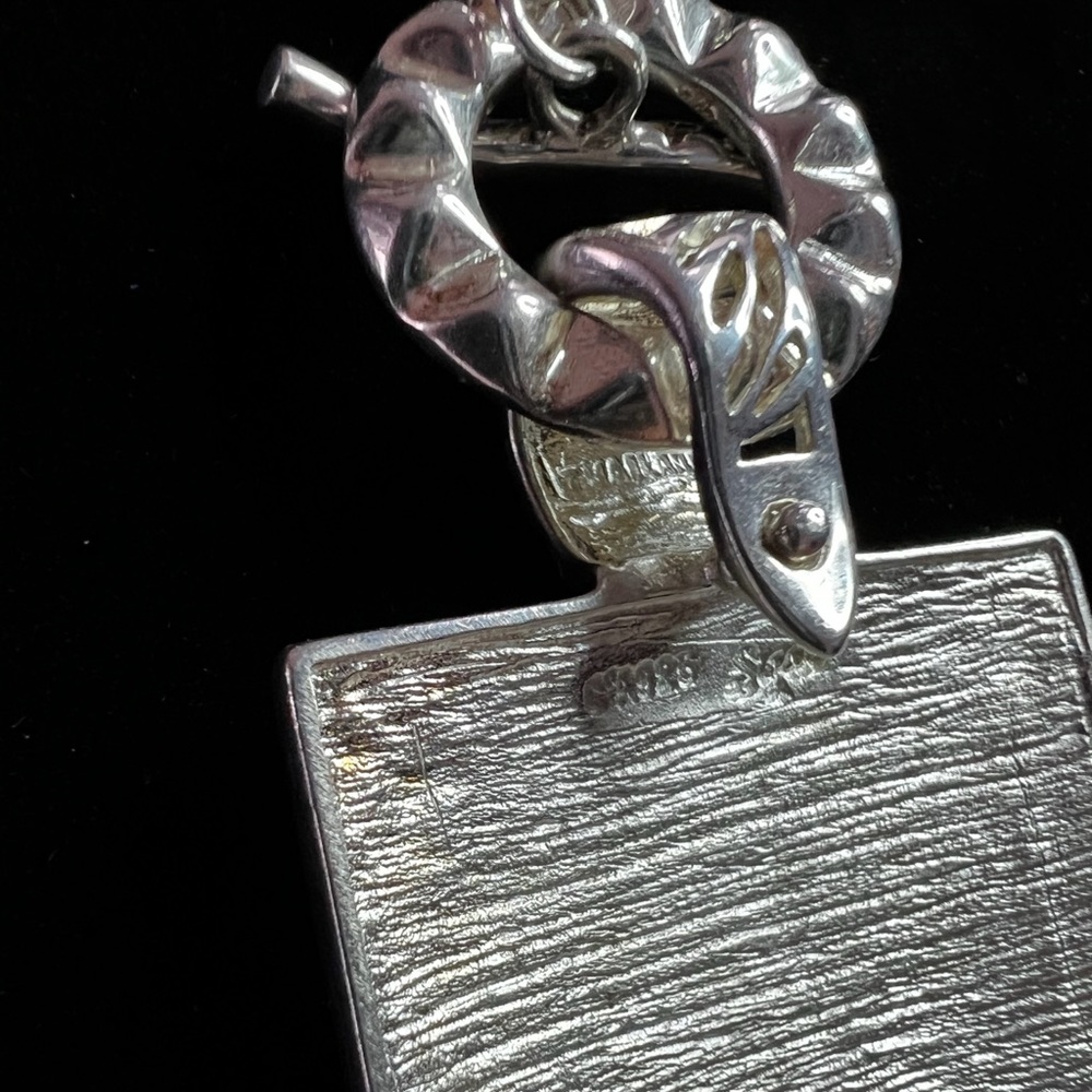 Vintage David Sigal 925 Sterling Black Enameled Channel Set Crystals Pendant - Picture 9 of 11